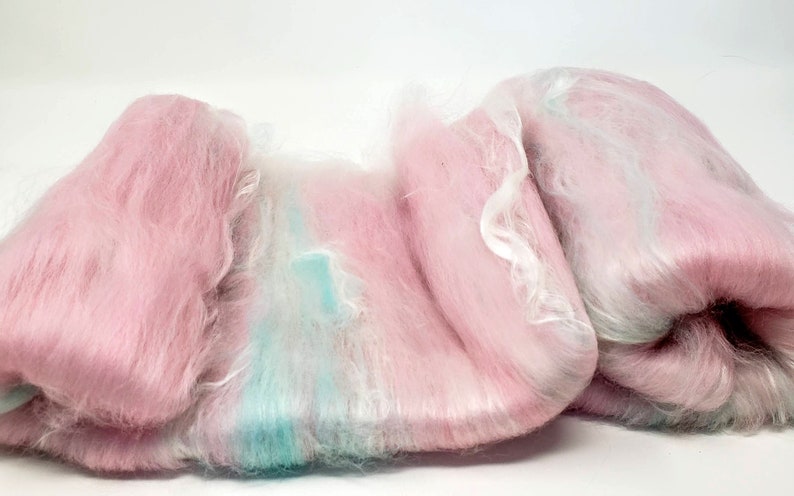 Two Cotton Candy Art Batt, 2.2 oz of hand carded fiber. image 7