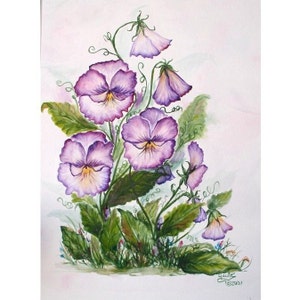 Original Watercolor Painting, Watercolor Pansies, Garden Watercolor Painting, Original Art, Peek-a-boo Watercolor Pansy image 2