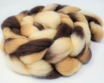 Caramel Coffee Latte, Corriedale and Moreno blend 4 oz wool roving.
