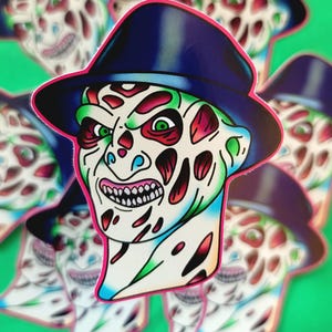 Freddy Krueger Glossy Waterproof Vinyl Sticker, Horror, Halloween