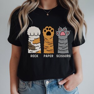 Koszulka "Kamień, papier, nożyce", zabawna koszulka "Kocia łapka", zabawna koszulka z kotem, koszulka z właścicielem kota, koszulka "Kocie łapki", prezent dla miłośnika kotów, zabawna koszulka dla miłośnika zwierząt