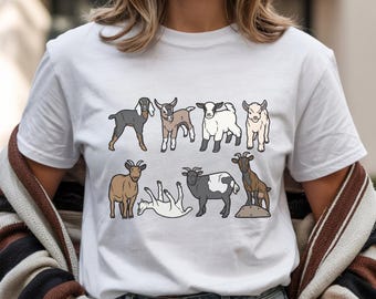 Goats Shirts, Goat Lover Shirt, Cute Goats Shirt, Farm Animal Shirt, Farmer Girl Shirt, Gift for Mom, Gift for Her, Funny Women's Shirt