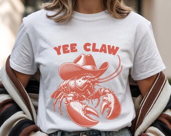 Cowboy kreeft shirt, Yee Claw shirt, langoesten shirt, Western Beach Tee, shirt kreeft minnaar, reis Amalfikust, grappig zomershirt