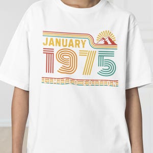 Custom 50th Birthday Retro T-Shirt, 1975 Birthday Shirt Gift, 50 Years Bday Number Shirt for Women or Men, Fifties Bday Tee For Wife Mom Dad