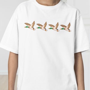 Duck Flying T Shirt, Bird Lover Shirt, Duck lover Gift, Cute Shirt for Her, Flying Duck Shirt, Monochromatic TShirts, Duck lover Gift