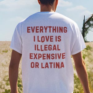Everything I Love Is Illegal Expensive or Latina Tee, Funny Latino T-Shirt, Funny Mens Shirt, Sarcastic Quote Shirt for Men, Latin Humor Tee