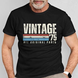 Retro 50th Birthday Gift for Men, Vintage 1975 T-Shirt, 50 Years Old Gift, Classic Eighties Tee, Cute Birthday Present for Him, Dad, Husband