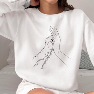 Human Hand and Paw Sweatshirt, Dog Paw Animal Lover Sweater, Pet Lover Owner Gifts, High Five Shirt, Dog Lover Sweater, Gift For Dog Lover
