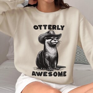 Funny Otter Sweatshirt, Retro 90s Animal Meme Sweater, Funny Otter Pullover, Cowboy Animal Pun Sweater, Cute Otter Lover Gift, Wildlife Gift