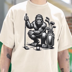 Bigfoot Golfer T-Shirt, Funny Sasquatch Golfing shirt, Bigfoot Golf silhouette shirt, Outdoor Athletic blend Tee Shirt, Gift for Golfer