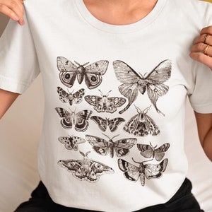 Butterfly T-Shirt, Vintage Butterfly and Moth T-Shirt, Cottagecore Aesthetic Shirt, Cottagecore Shirt, Aesthetic Tshirt, Gift for Girlfriend