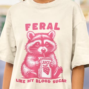 Maglietta "Ferino come il mio livello di zucchero nel sangue", maglietta divertente con un procione diabetico, maglietta con un meme sugli animali, maglietta per la sensibilizzazione sul diabete, regalo umoristico sul diabete di tipo 1