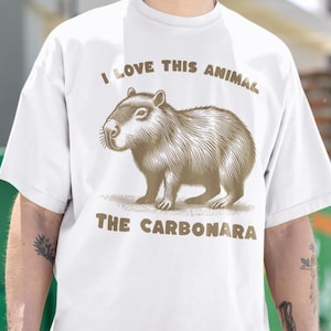 The Carbonara Capybara T-Shirt, Animal Lover Tee, Capybara Lover T-Shirt, Cute Animal Tshirt, Vintage Graphic Tee,Funny Quotes,Capybara Gift