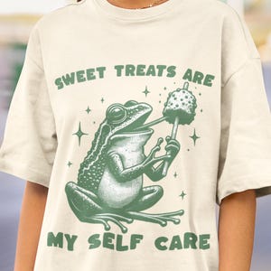 Funny Frog Unisex T-Shirt, Frog Lover Shirt Gift, Cottagecore Frog T-Shirt, Positive Vibe Tees, Snack lover Gift, Birthday Gift For Her Him