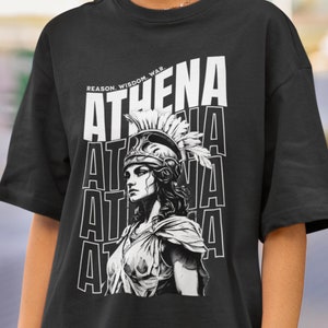 Athena Shirt Unisex Griechische Mythologie Shirt Fee Grunge Geschenke Hell Academia Kleidung Bücherwurm Merch Dunkel Academia Kleidung Griechischer Gott Rundhalsausschnitt