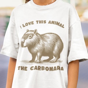 The Carbonara Capybara T-Shirt, Animal Lover Tee, Capybara Lover T-Shirt, Cute Animal Tshirt, Vintage Graphic Tee,Funny Quotes,Capybara Gift