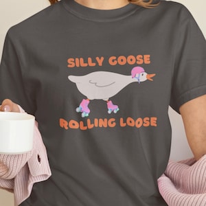 Camiseta Goose Rolling Loose, Camiseta Goose Engraçada, Camiseta Goose Gola Redonda Retrô, Camiseta Goose, Camiseta com Estampa Engraçada, Presente para Namorada, Presente Engraçado