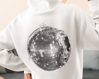 Moletom DiscoBall, Moletom Feminino Fofo, Moletom Azul Marinho Mirrorball, Roupa Estilo Estocolmo, Pulôver Grande da Moda, Presentes Estéticos para Adolescentes Y2K