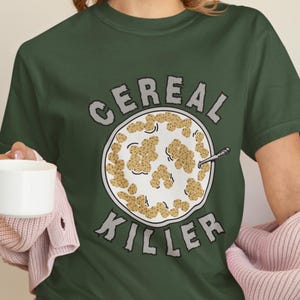 Funny Cereal Killer T-Shirt, Breakfast Lover Pun Shirt, Cute Foodie Graphic Tee, Murder Mystery Humor Gift. Cereal Lover Gift, Foodie Gift