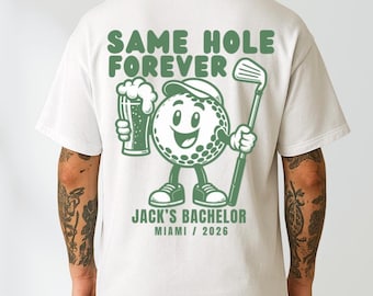 Same Hole Forever vrijgezelshirt, aangepaste golf vrijgezellenfeest T-shirt, bruidegom bijpassende partij T-shirt, bruidsjonkers golf T-shirt, stalcadeau, jongensweekend
