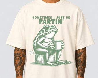 Camiseta "Às vezes eu só solto pum", Camiseta engraçada de sapo, Presente sarcástico com meme, Presente com piada de pum, Camiseta desvairada, Camiseta "weirdcore", Camiseta peculiar, Presente de brincadeira