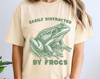 Gemakkelijk afgeleid door shirt kikkers, vintage shirt kikker minnaar, dierenshirt, cadeau kikker minnaar, shirt amfibie, esthetiek kikker, cadeau herpetologie