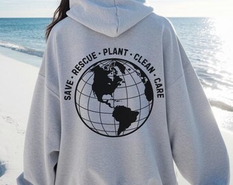 Save Planet Earth Hoodie, Earth Sweatshirt, Aesthetic Hoodie, Eco-Friendly Hoodie, Nature Lover Hoodie, Climate Gift, Earth Day Apparel