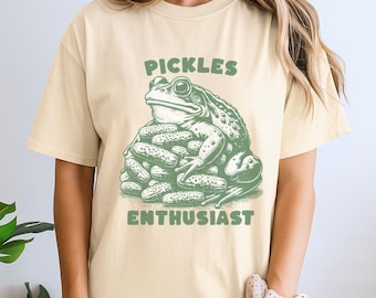 Camiseta para entusiastas de los pepinillos, camiseta para amantes de los pepinillos, camiseta con estampado vintage, camiseta divertida de rana, camiseta rara, camiseta de broma divertida, camiseta Y2K tonta, camiseta con meme