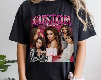 Camiseta personalizada para namorada, presente de aniversário personalizado estilo bootleg, camiseta com foto, presente para namorado, camiseta de rap bootleg com foto, camiseta personalizada com foto
