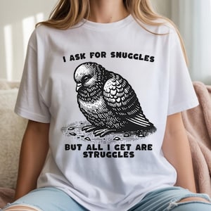 Emotionale Unterstützung Taube Shirt, trauriges Mädchen Shirt, ästhetisches Vogel T-Shirt, süßes Taube Shirt, Pastell Goth Shirt, Cottagecore Geschenk, trauriger Vogel T-Shirt