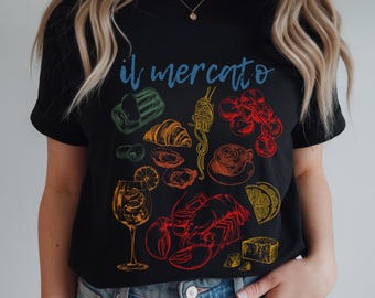 Italienisches Markt Essen Shirt, Sardinen Shirt, Reise Shirt, Tomate Mädchen Shirt, La Dolce Vita Shirt, Amalfi Küste Shirt, Italienisch Urlaub T-Shirt