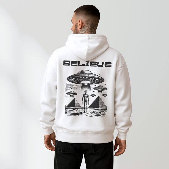 Alien Space Hoodies, Unisex  Alien Hoodie, UFO Hoodie, Space Hoodie, Sci Fi Lovers Gift, Grunge Clothing, Funny UFO Shirt, Gift for Birthday
