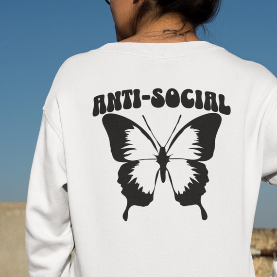Anti social butterfly sweatshirt hotsell