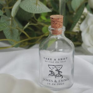 Personalized Wedding Shot Bottles, 50ml Glass Favor
