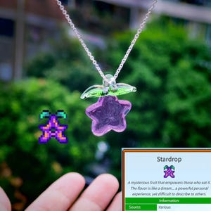 Stardew Valley Stardrop Pendant-Inspired Blue Seaside Custom Necklace | Original Glass Pendant | Transparent Conch Pendant