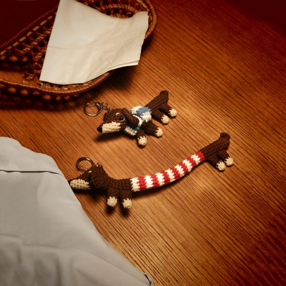 Crochet dackel Keychain | Funny Keychains | Birthday Gifts | dachshund gifts/graduation gift/cute bag accessories  dachshund ornament
