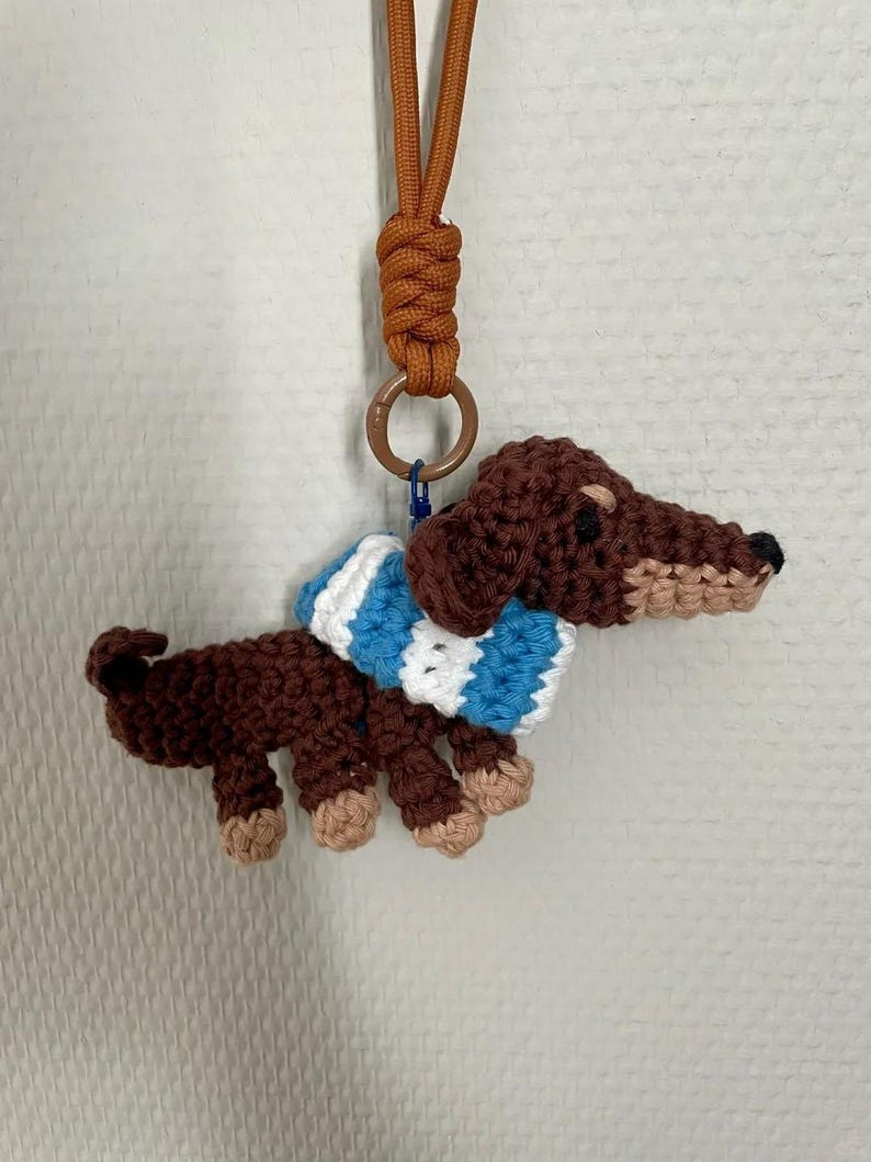 Crochet Dackel Keychain Funny Keychains Birthday Gifts Dachshund