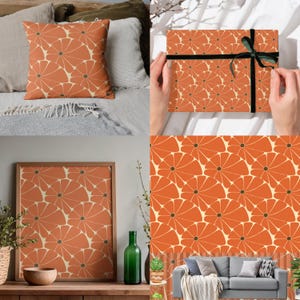 Orange Abstract Floral Pattern | Seamless Digital Design for Wallpaper, Pillow, Gift Wrap & Wall Frame