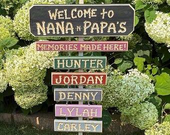 GRANDPA GRANDMAS  CARVED Sign Grandparents, Dad Mom Personalized Grandkids 78 dollars for (black) base sign  (Grandkid names 9 dollars each)