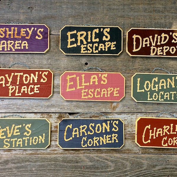 PERSONALIZED ROOM NAMES carved into cedar wood 5 1/2 x about 12"