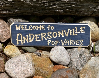 PERSONALIZED FAMILY  Camper Rv Lake Cabin House Room Wood Carved Signs (78 dollars) 5 1/2" x 18"-22") Optional add-ons are 8 dollars each