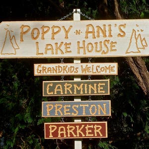 GRANDKIDS GRANDCHILDREN GRANDPA Lake House Cabin Wood Personalized Name (Sign  24-30&quot; long)(88+ dollars)  Optional 8 dollar add-on names