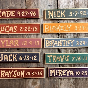 GRANDKIDS BIRTHDAY Name Date SIGNS  Carved Grandpa Grandma Wood Personalized Family Names (names on listing are 12 dollars each)