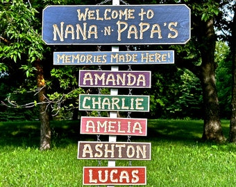 NANA PAPA GRANDPA Grandma Grandchildren Carved signs (78 Dollars)  Includes  Memories sign)  Grandkid names are (9 dollars each)