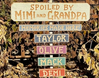 NANA PAPA GRANDPA Grandchildren Carved signs (88 Dollars)  Includes  Memories sign)  Grandkid names (9 dollars each) Free Postage