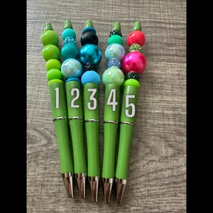 Beaded Green Pen with Black Ink