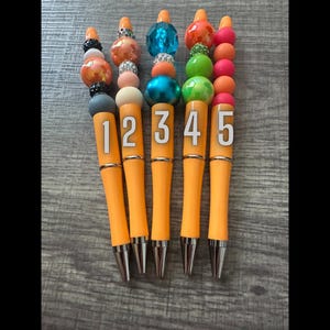 Beaded Orange Pen with Black Ink