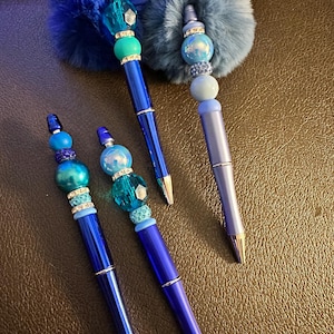 Blue and Purple Themed Beaded Pens (4 pack)