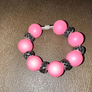 Custom Beaded Cup Charm Pink with Black Bling