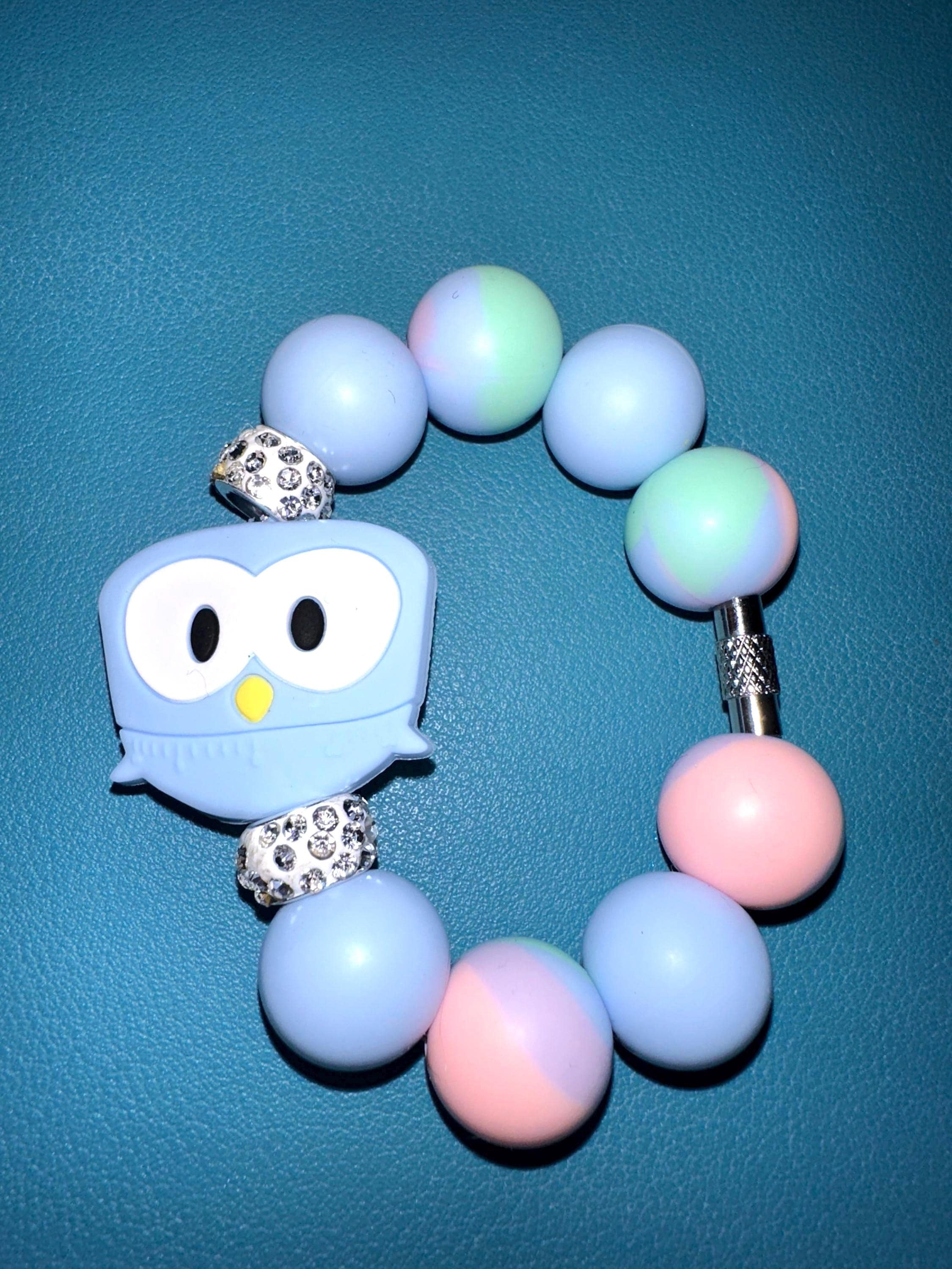 Custom Beaded Owl Cup Charm Pastel Color Gradient